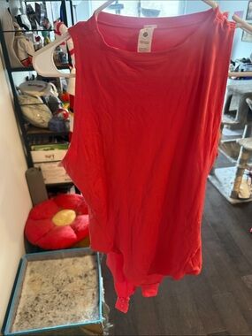 Pink Sleeveless Button-Hem Tank Bodysuit